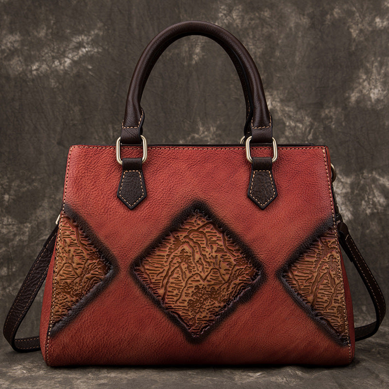 Top Layer Cowhide Retro Retro Handbag European And American Fashion Casual Handbag with premium genuine leather for durability and timeless appeal.