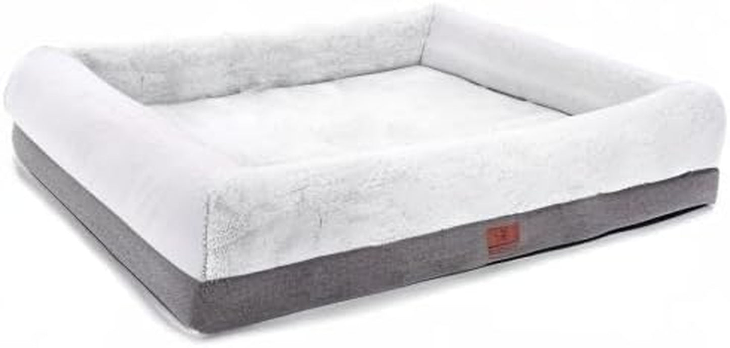 Luxurious Orthopedic Dog Bed for Extra Large Dogs - Bolster Sofa with Removable Washable Cover, Non-Skid Bottom & Egg Foam Comfort - 46x30 Inch, Gray