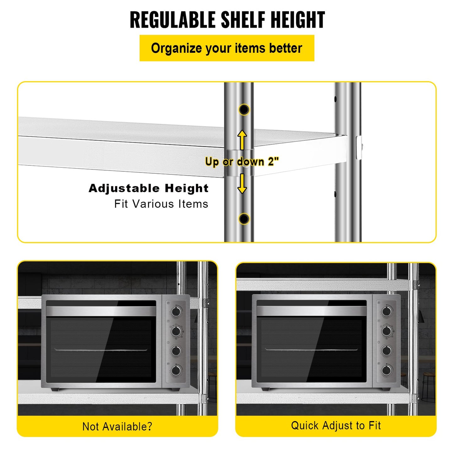 Stainless Steel Shelving 60x18.5 Inch 5 Tier Adjustable Shelf Storage Unit Stainless Steel Heavy Duty Shelving For Kitchen Commercial Office Garage Storage 330lb Per Shelf