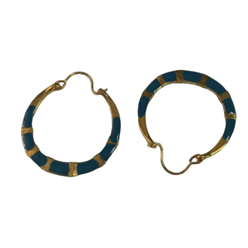 Retro Gold-plated Round Color Exaggerated Earrings