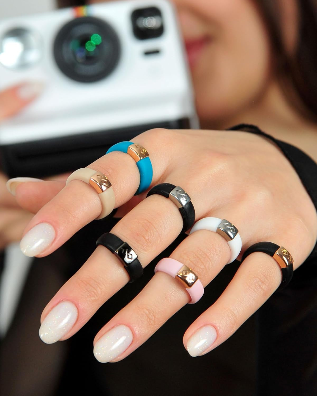 Silicone Rings for Women 6Mm Wide & Men 7Mm Wide, 2Mm Thick - Silicone Wedding Bands- Infinity Ring with Metal Plate - Patented Design