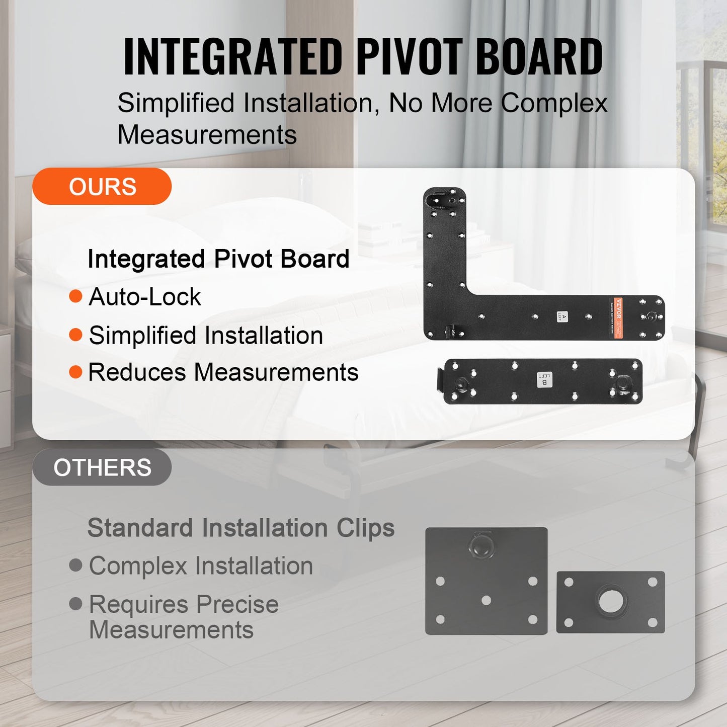 Full size vertical Murphy bed kit with deluxe DIY hardware for space-saving wall beds.