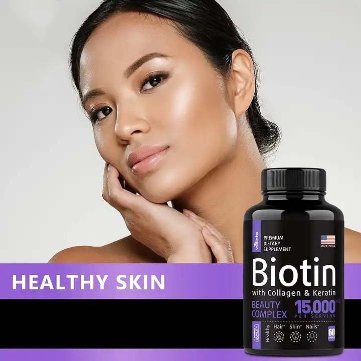 Biotin Hair Supplement Capsules for Hair Growth Strength & Shine