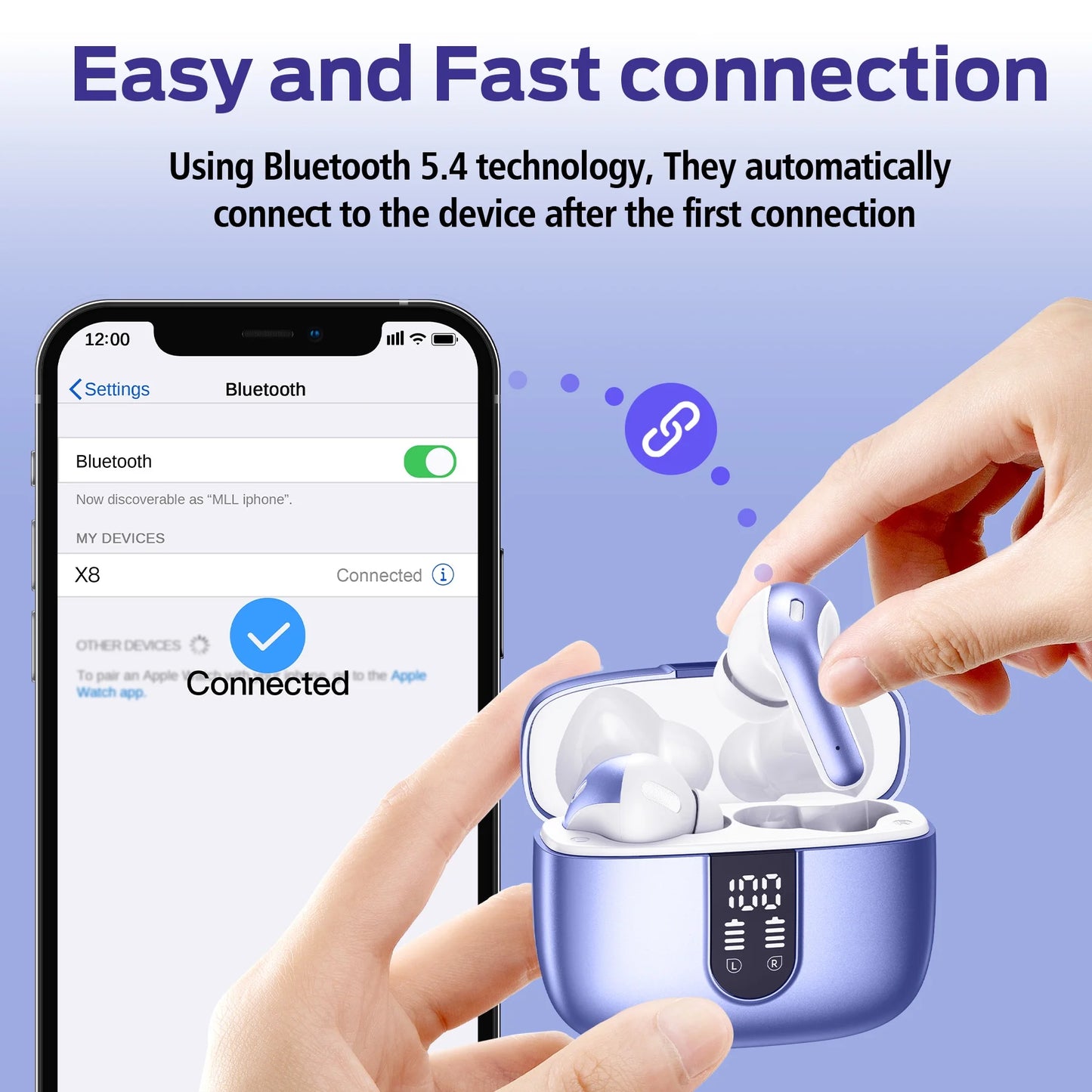 VEATOOL True Wireless Bluetooth Earbuds - 65H Playback, IPX7 Waterproof, Wireless Charging Case, In-Ear with Mic for TV, Smartphone, Computer & Laptop