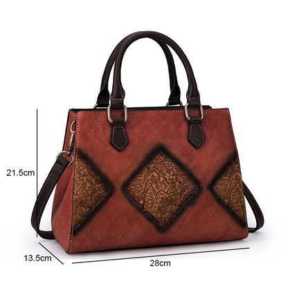 Top Layer Cowhide Retro Retro Handbag European And American Fashion Casual Handbag with premium genuine leather for durability and timeless appeal.