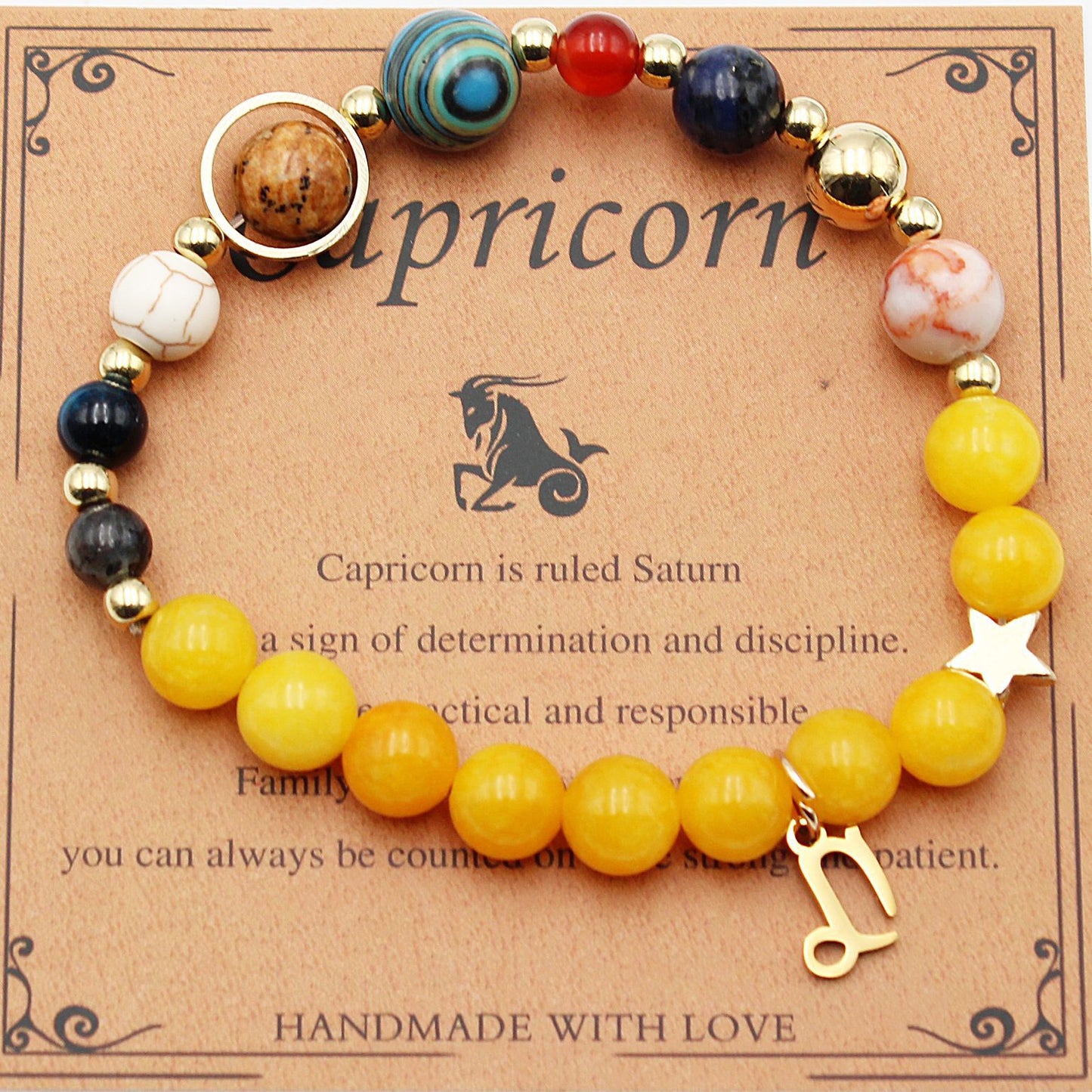 Eight Planets 12 Constellation Bracelet – Morgan Stone Beaded Zodiac Astrology Jewelry Gift
