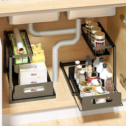 Storage In Sink Under sink cabinet shelf organizer for easy, space-saving kitchen and bathroom storage. Under Cabinet Shelf