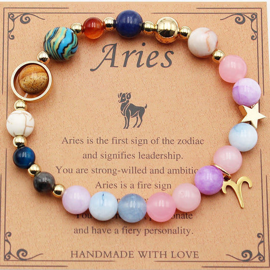 Eight Planets 12 Constellation Bracelet – Morgan Stone Beaded Zodiac Astrology Jewelry Gift