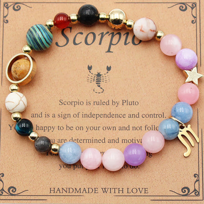 Eight Planets 12 Constellation Bracelet – Morgan Stone Beaded Zodiac Astrology Jewelry Gift