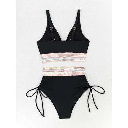 Women's High Waisted Bikini Sets Two Piece Tummy Control Swimsuit Color Block Bathing Suits