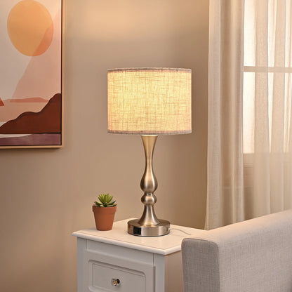 Modern Touch Control Table Lamp 3 Way Dimmable with 2 USB Ports for Living Room, Bedroom, Light Bulb Included