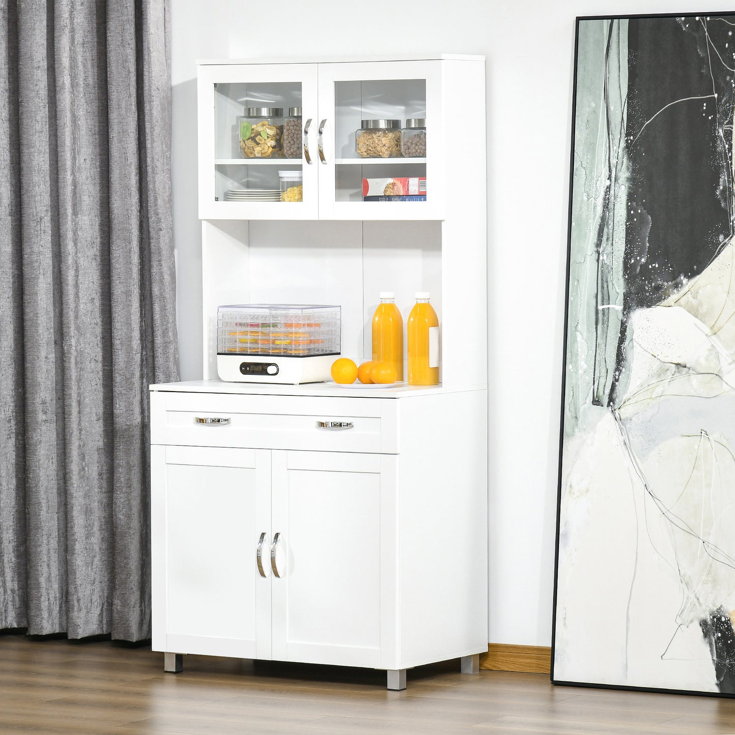 Freestanding Kitchen Buffet with Hutch Storage Organizer with 2 Door Cabinets