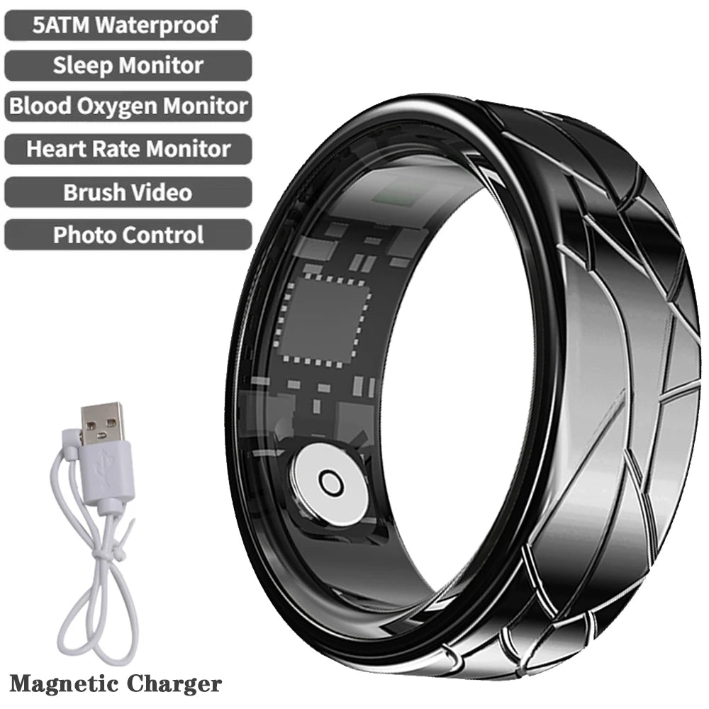2025 Smart Health Ring - Heart Rate & Blood Oxygen Monitor, Multi-Sport Modes, IP68 & 5ATM Waterproof for Men & Women