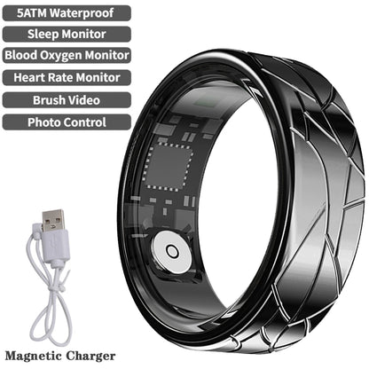 2025 Smart Health Ring - Heart Rate & Blood Oxygen Monitor, Multi-Sport Modes, IP68 & 5ATM Waterproof for Men & Women