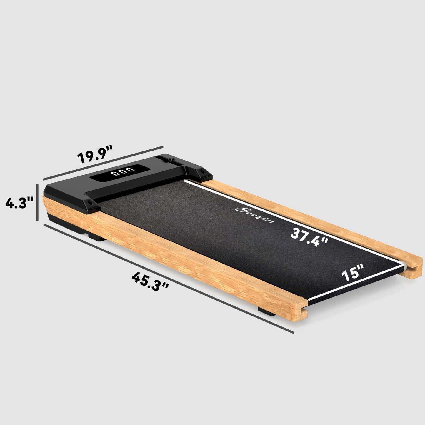 2.5HP Walking Pad, Wood Under Desk Treadmill with Remote Control, Transport Wheels and LED Display for Home Gym Office