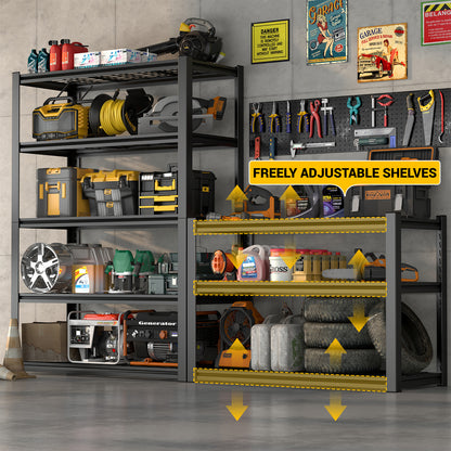 59 Inches Metal Garage Storage Rack, Heavy-Duty Steel Moisture-Proof And Waterproof 5-Layer Adjustable Storage Shelving Designed For Warehouse