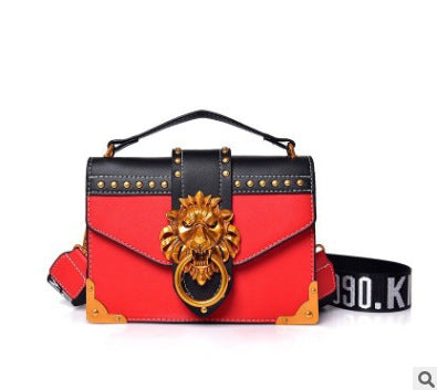 Women's Handbag For European And American striking lion head metal clasp, polished rivet detailing, and a silhouette, this purse blends luxury.