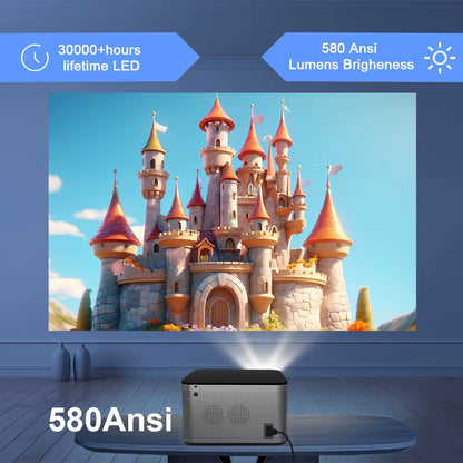 Elevate Your Home Cinema with the Android 11 4K Smart Projector - 580ANSI, 1920x1080P Full HD, Wifi6 & BT5.0, Voice Control