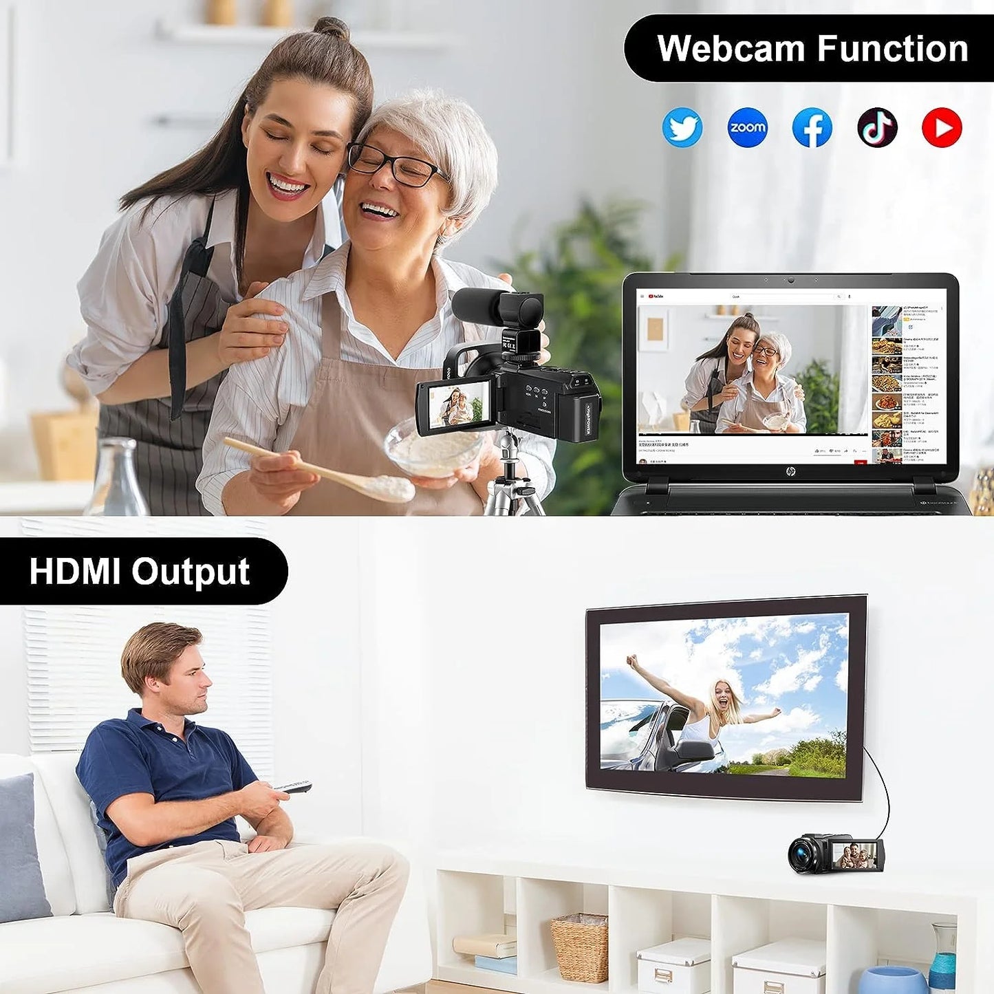 2.7K Video Camera Camcorder for YouTube Vlogging - Digital Camera with IPS Display, 36MP Resolution, and 16X Digital Zoom