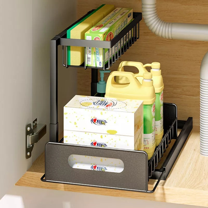 Storage In Sink Under sink cabinet shelf organizer for easy, space-saving kitchen and bathroom storage. Under Cabinet Shelf