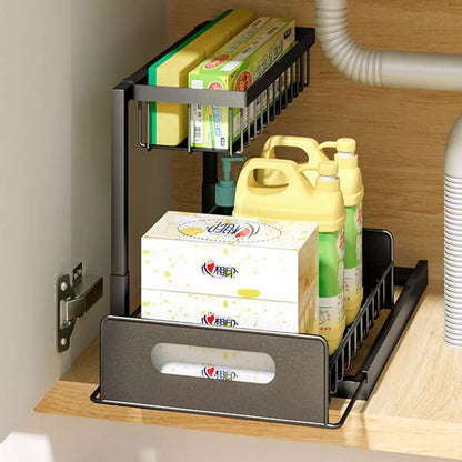 Storage In Sink Under sink cabinet shelf organizer for easy, space-saving kitchen and bathroom storage. Under Cabinet Shelf