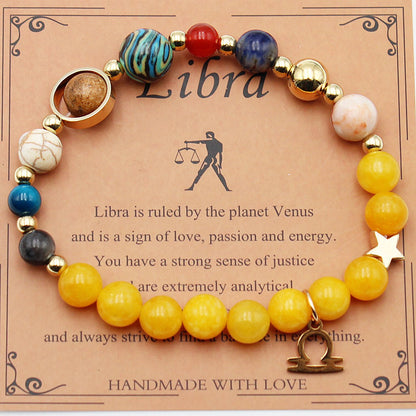 Eight Planets 12 Constellation Bracelet – Morgan Stone Beaded Zodiac Astrology Jewelry Gift