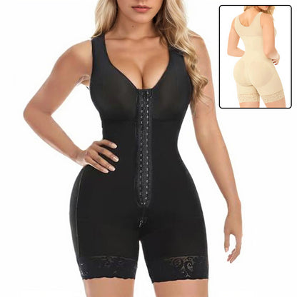 Full body shapewear bodysuit with tummy control, butt lifting, and zipper design.