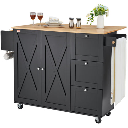 Rolling kitchen island cart with drawer and shelves—mobile storage for any kitchen.