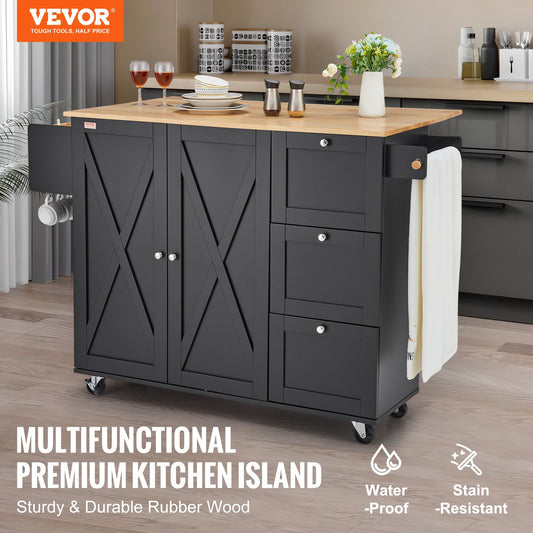 Rolling kitchen island cart with drawer and shelves—mobile storage for any kitchen.