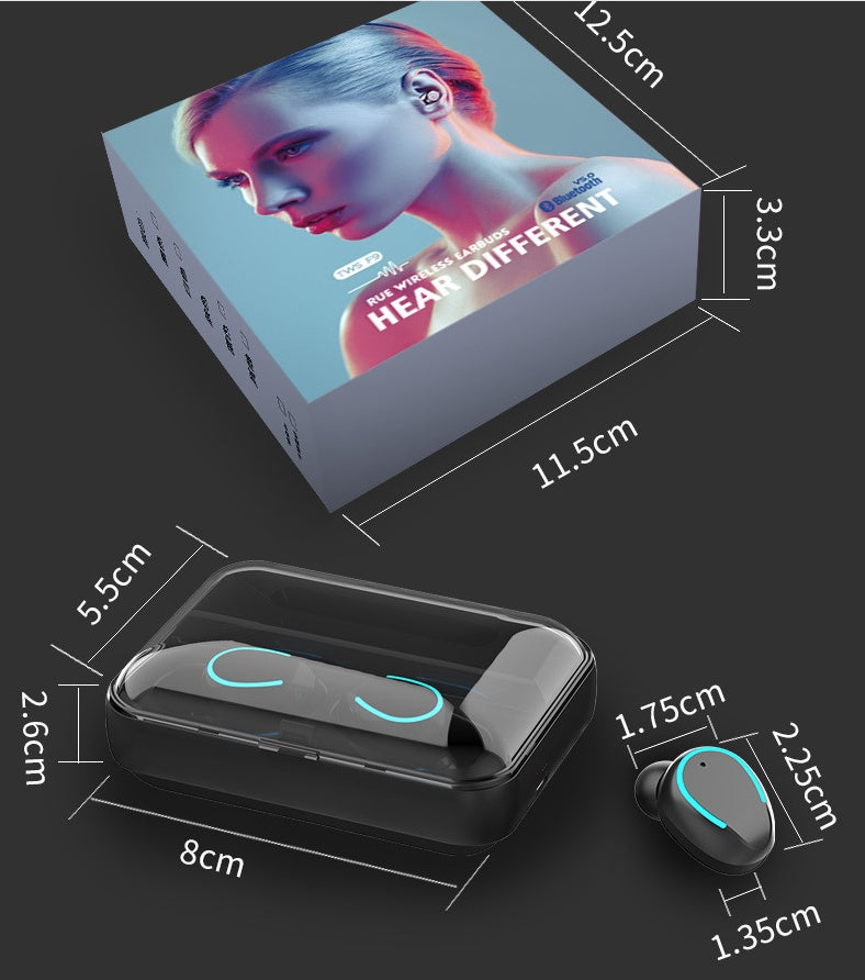 Multifunction Bluetooth Headset – Binaural Earbuds with Power Bank & Phone Stand