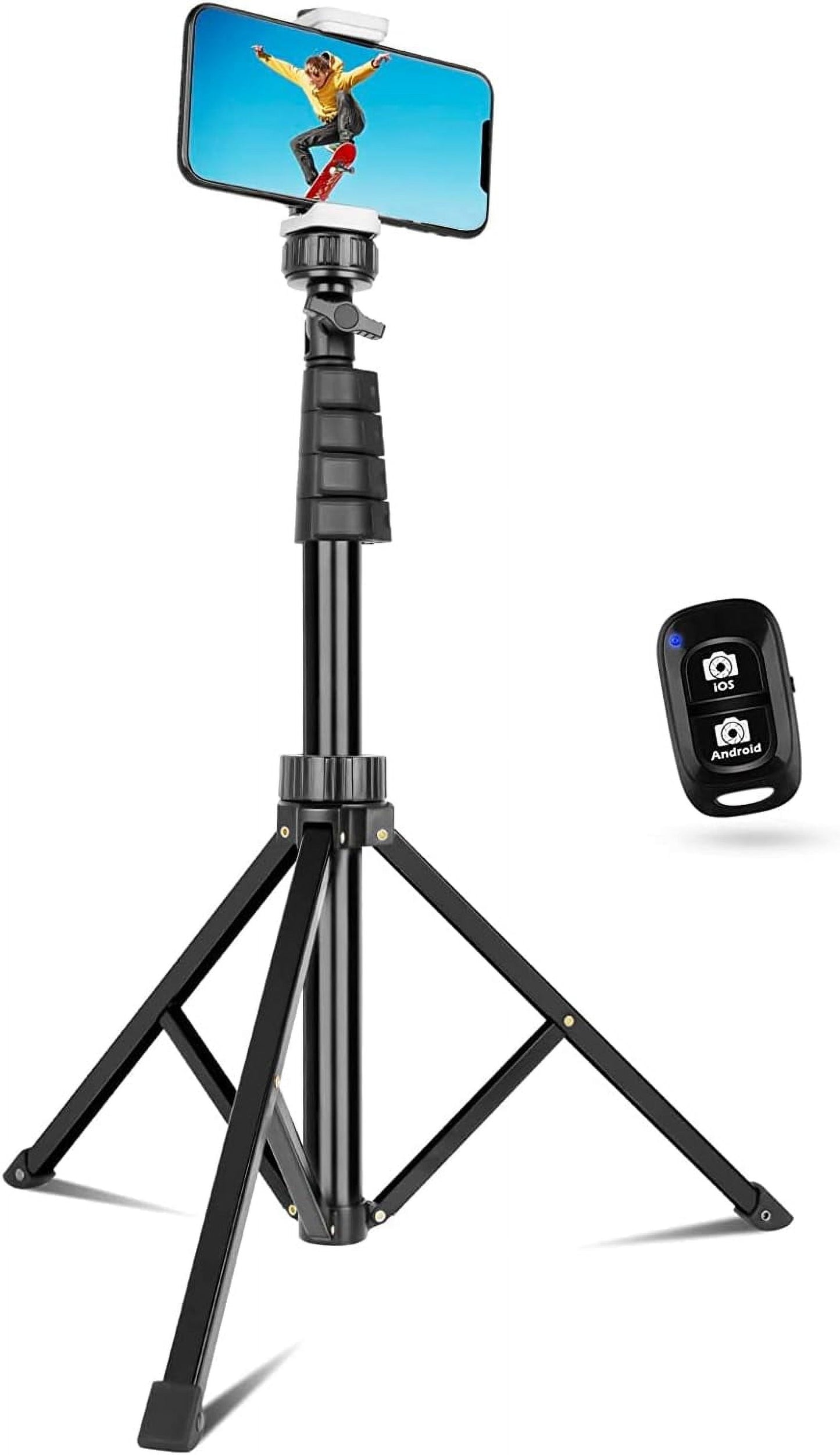 Innotech 62" Extendable Phone Tripod & Selfie Stick with Wireless Remote - Compatible with iPhone & Android Phones, Cameras