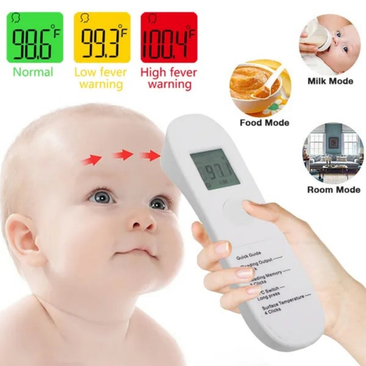 No-Touch Forehead Thermometer LCD Digital Infrared Thermometer For Adults