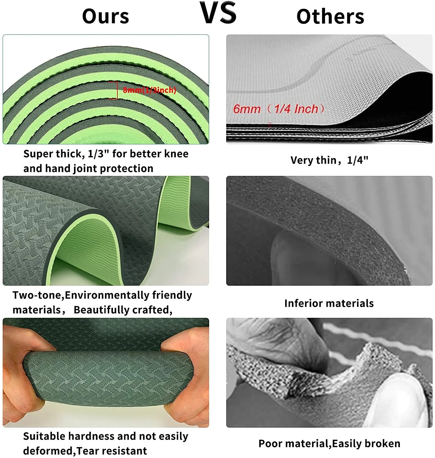 Elevate Your Practice with the Eco-Friendly 8mm TPE Non-Slip Yoga Mat - Perfect for Yoga, Pilates, and Workouts