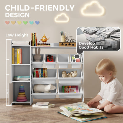 Storage unit with 8 removable bins—perfect for organizing kids’ rooms and playrooms.