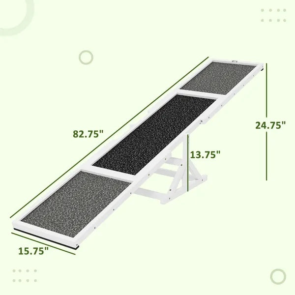 Wooden Dog Agility Seesaw For Training And Exercise, Weather Resistant, 83 L X 16 W X 14 H Inch