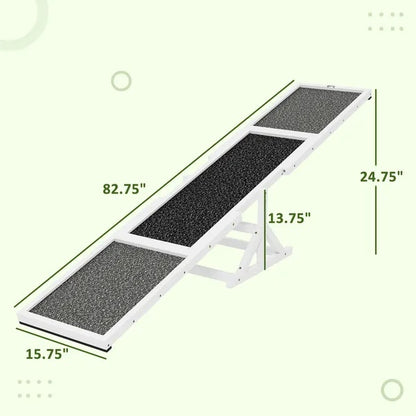 Wooden Dog Agility Seesaw For Training And Exercise, Weather Resistant, 83 L X 16 W X 14 H Inch
