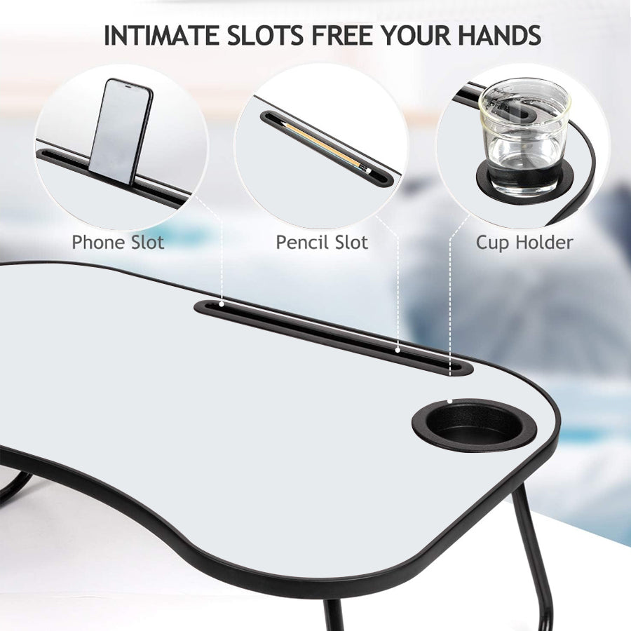 Adjustable laptop stand for bed—comfortable, stable support for work or streaming.