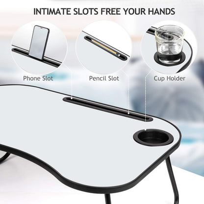 Adjustable laptop stand for bed—comfortable, stable support for work or streaming.