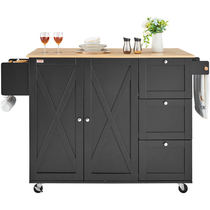 Rolling kitchen island cart with drawer and shelves—mobile storage for any kitchen.