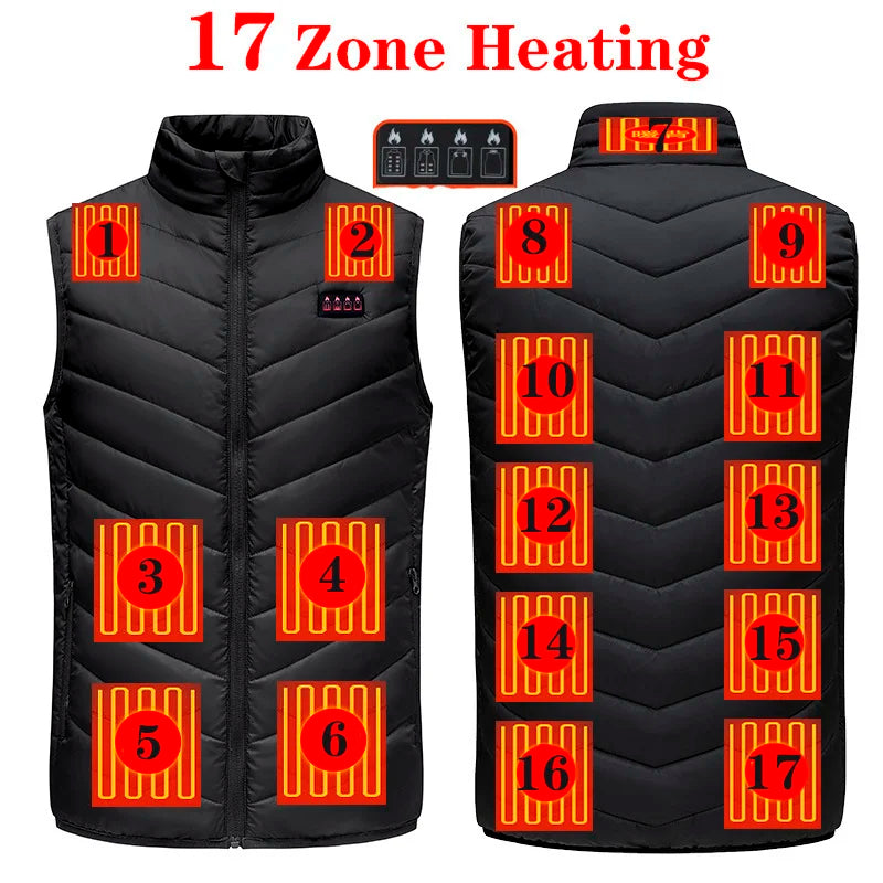 Ultimate USB Heated Vest for Men & Women - 17/13/9 Adjustable Heating Zones for Maximum Comfort