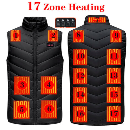 Ultimate USB Heated Vest for Men & Women - 17/13/9 Adjustable Heating Zones for Maximum Comfort