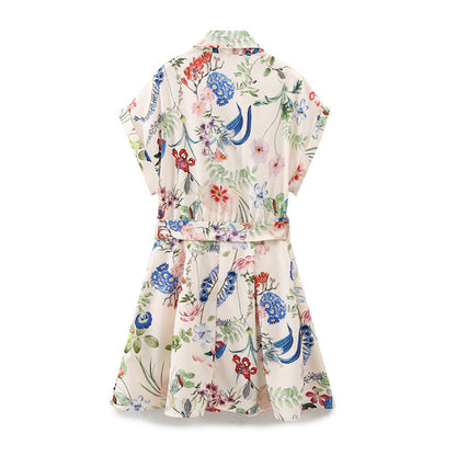 Floral Printed Silk Satin Texture Dress