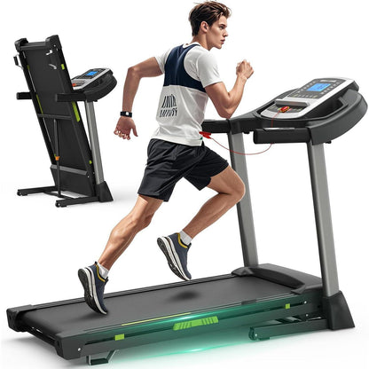 This portable folding treadmill features a silent motor, dual shock absorption, and a 330 lb weight capacity—perfect for home workouts without noise