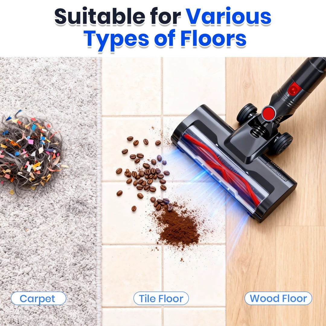 Cordless Vacuum Cleaner, Lightweight Stick Vacuum Household Anti-tangling And LED Light, Powerful Rechargeable Wireless Vacuum Cleaner