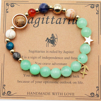 Eight Planets 12 Constellation Bracelet – Morgan Stone Beaded Zodiac Astrology Jewelry Gift