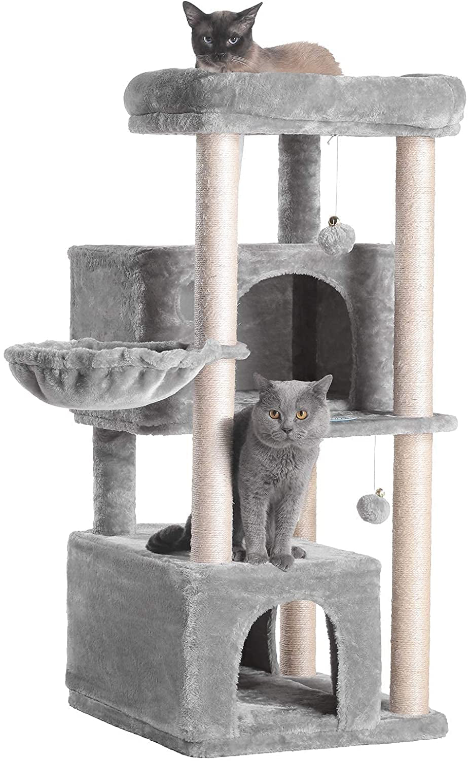 Ultimate Multi-Level Cat Tree Condo - Spacious Tower with Sisal Scratching Posts & Cozy Plush Perches for Large Cats