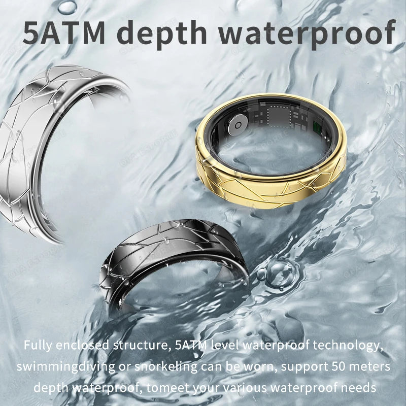 2025 Smart Health Ring - Heart Rate & Blood Oxygen Monitor, Multi-Sport Modes, IP68 & 5ATM Waterproof for Men & Women