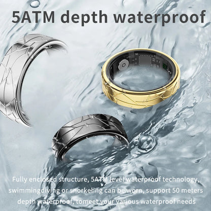 2025 Smart Health Ring - Heart Rate & Blood Oxygen Monitor, Multi-Sport Modes, IP68 & 5ATM Waterproof for Men & Women