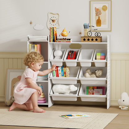Storage unit with 8 removable bins—perfect for organizing kids’ rooms and playrooms.
