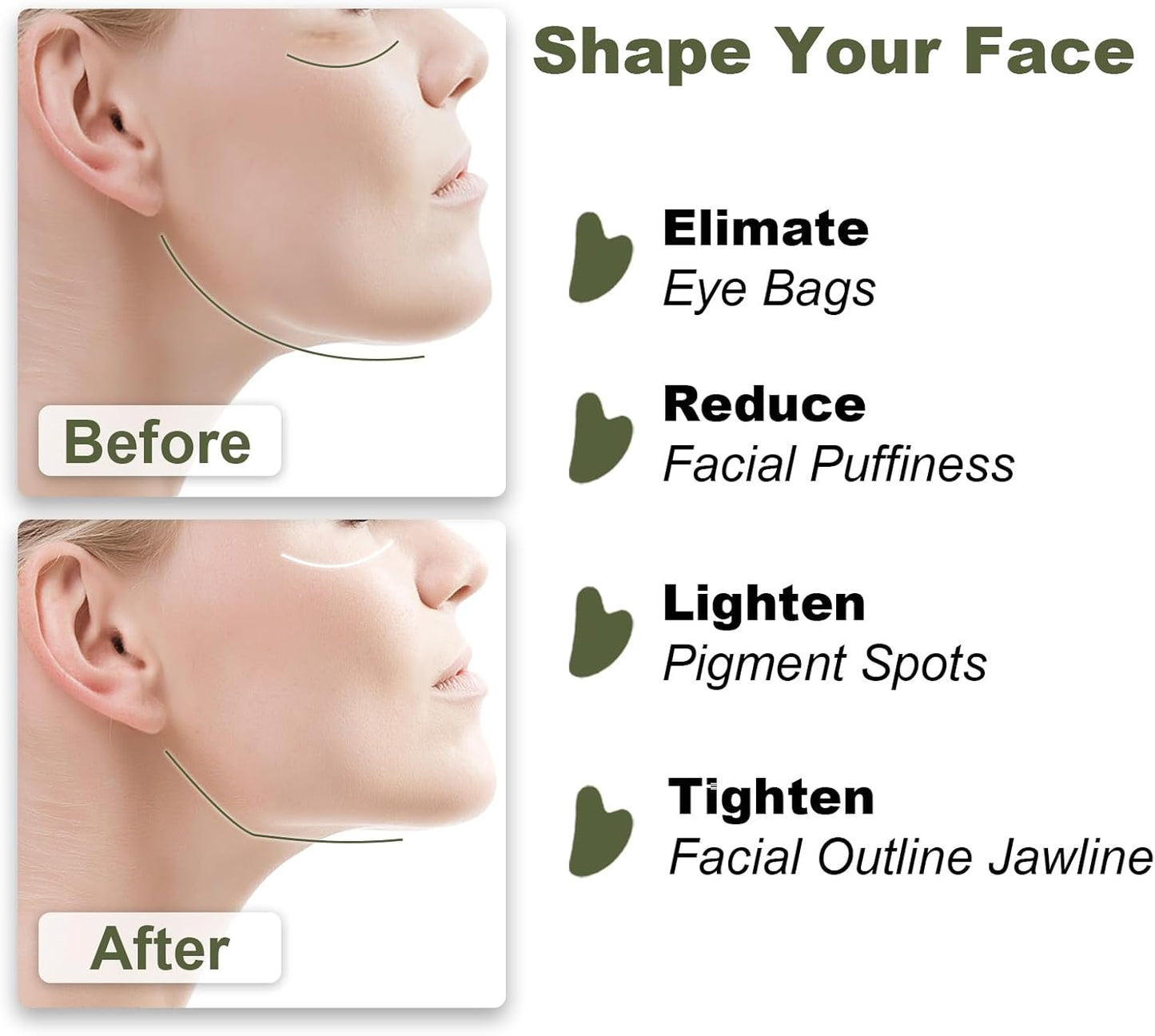Revitalize Your Skin with Gua Sha Facial Tools - Jade Spa Kit for Puffiness Reduction & Jawline Sculpting